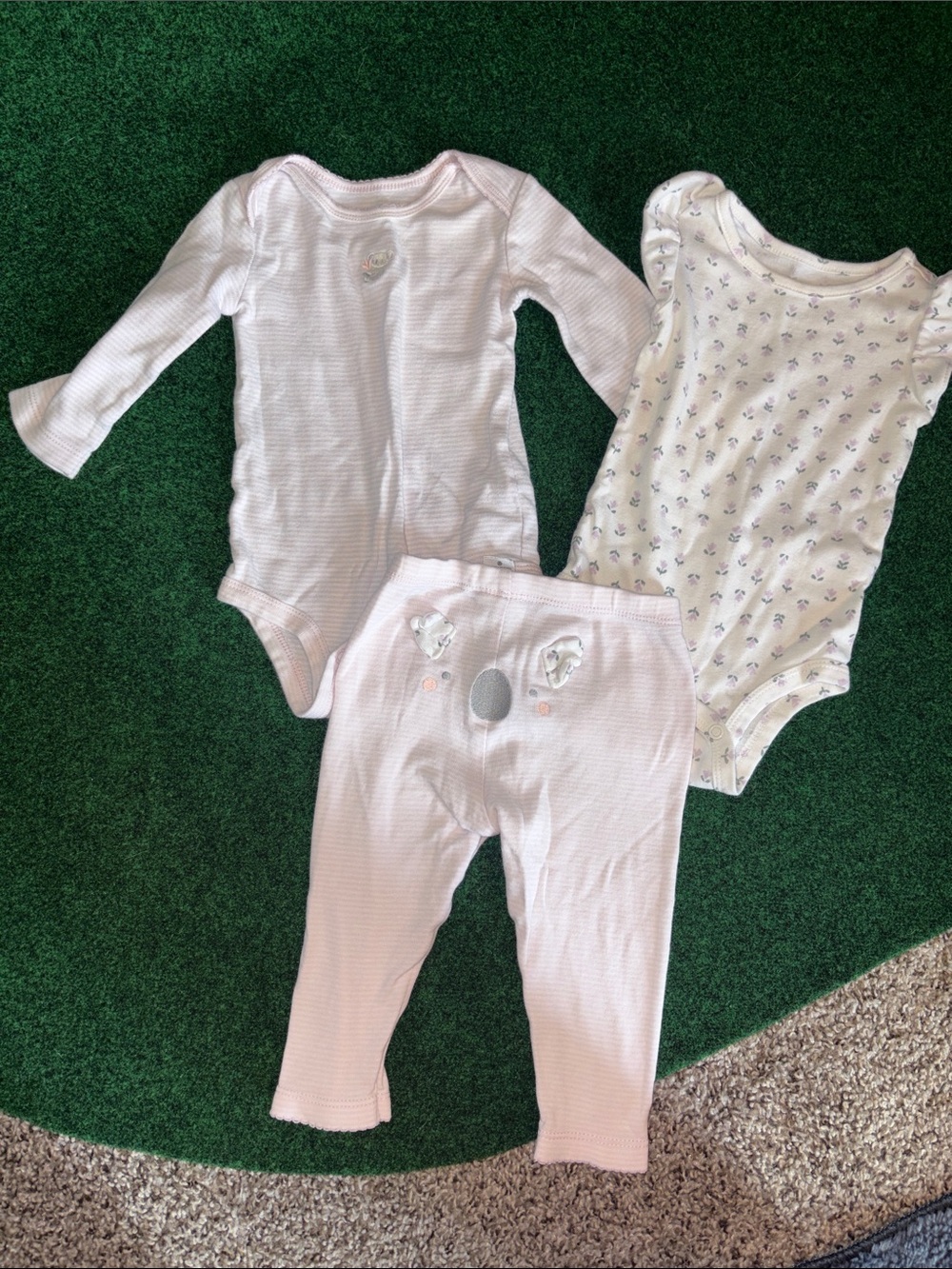 Carter's Pink and White Baby Girls 3-Piece Matching Set
